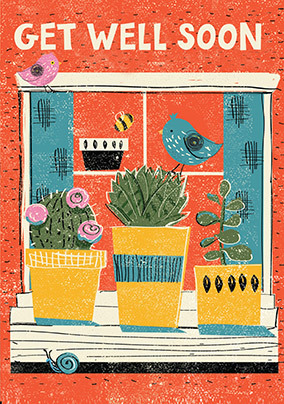 Cacti Window Box Get Well Card