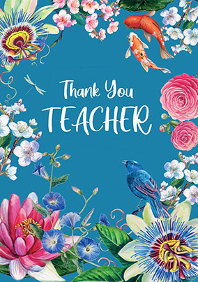 Thank You Teacher Flowers Card