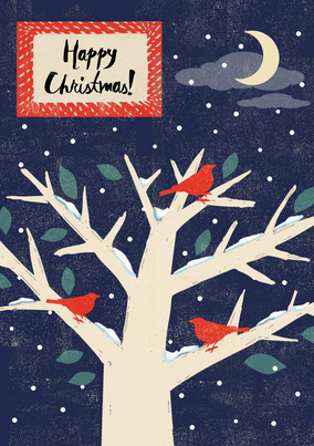 Birds in a Tree Christmas Card