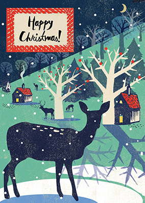 Scenic Deer Christmas Card