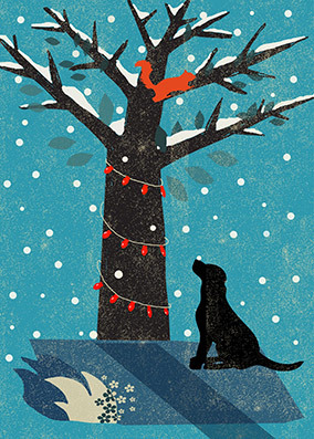 Christmas Dog and Tree Card