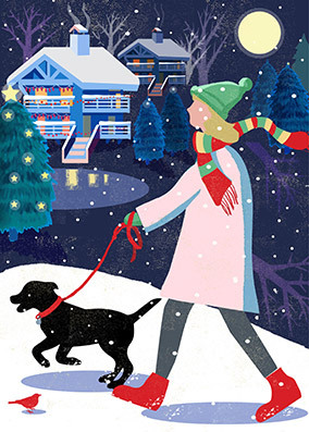 Dog Walker Christmas Card