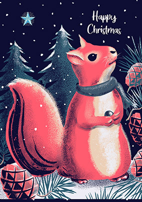 Squirrel Happy Christmas Card