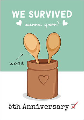 Wooden Spoon Anniversary Card
