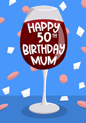 Red Wine 50th Birthday Card
