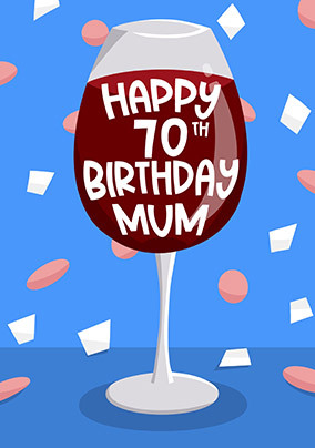 Red Wine 70th Birthday Card