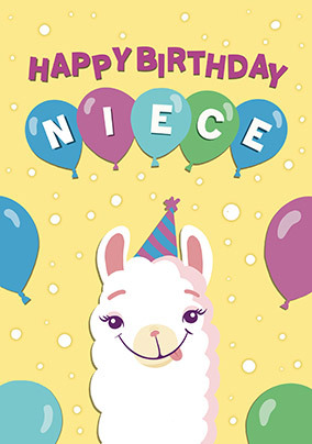 Niece Llama Kids Birthday Card
