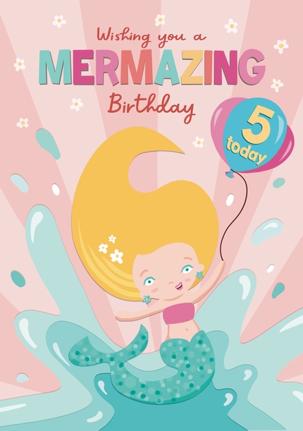 Mermazing Age 5 Birthday Card