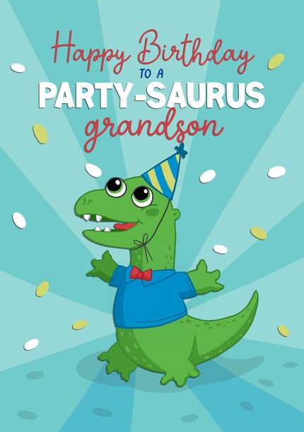 Party-saurus Grandson Birthday Card