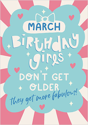 March Birthday Girls Card