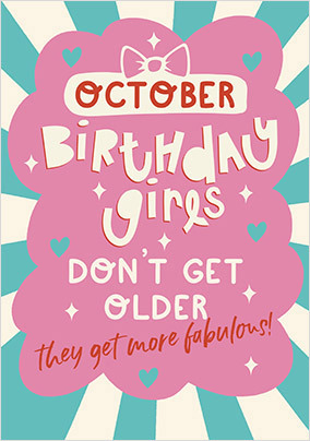 October Birthday Girls Card