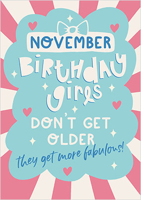 November Birthday Girls Card