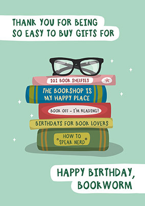 Happy Birthday Bookworm Card