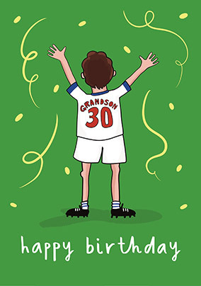 Happy 30th Birthday Grandson Football Card
