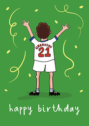 Happy 21st Birthday Grandson Football Card