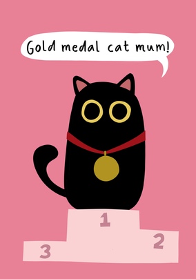Gold Medal Cat Mum Mother's Day Card