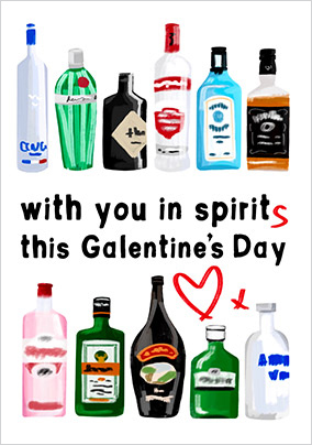 With You in Spirits Galentine's Card