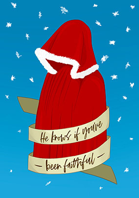 He Knows Spoof Christmas Card