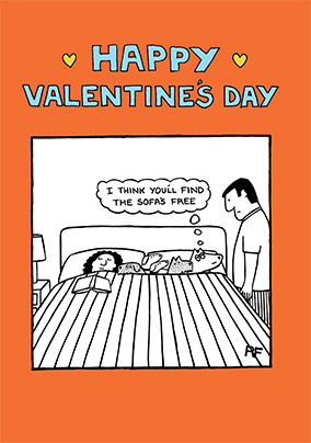No Room in Bed Valentine's Day Card