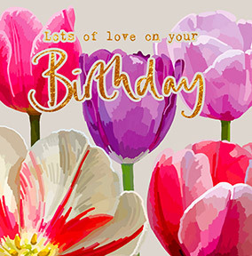Pink Tulips Birthday Card