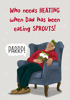 Dad's Been Eating Sprouts Christmas Card