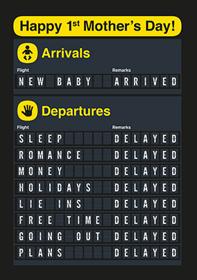 1st Mother's Day Arrivals Departures Card