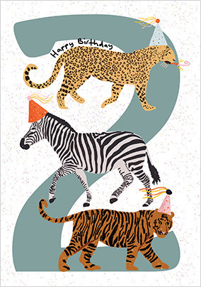 Party Animals Age 2 Birthday Card