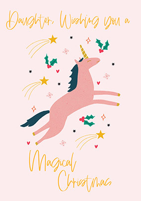 Unicorn Daughter Magical Christmas Card