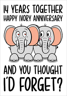 14 Years Thought You'd Forget Anniversary Card