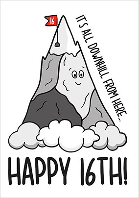 Downhill Mountain 16th Birthday Card