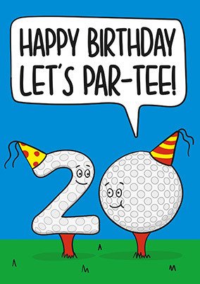 Let's Par-tee 20th Birthday Card
