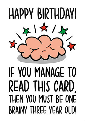 Brainy 3rd Birthday Card