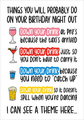 Down Your Drink Birthday Card