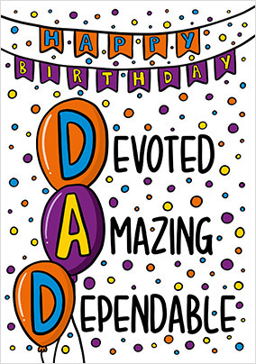 Dad Balloons Birthday Card
