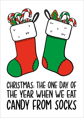 Stocking Sock Candy Christmas Card
