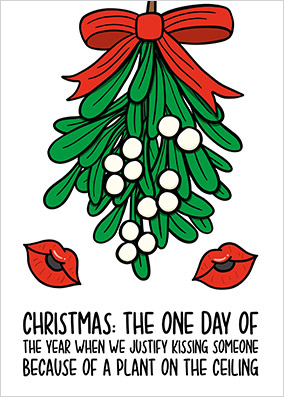 Mistletoe Kisses Christmas Card