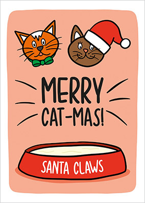 Merry Catmas Santa Claws Christmas Card