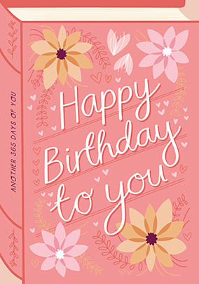 Happy Birthday Floral Book Card