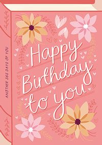 Happy Birthday Floral Book Card