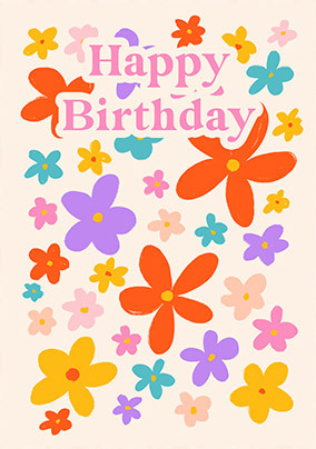 Happy Birthday Colour Flowers Card