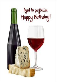 Tap to view Aged to Perfection Wine & Cheese Birthday Card