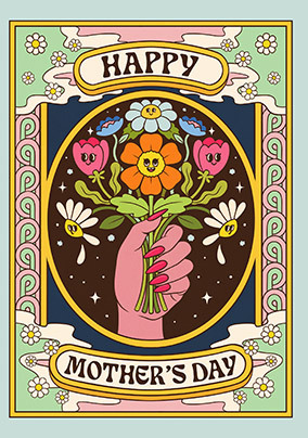 Retro Flowers Happy Mother's Day Card