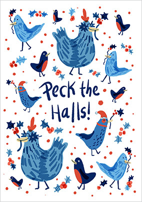 Peck the Halls Christmas Card