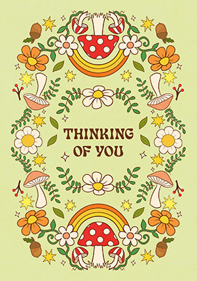 Toadstools and Rainbows Thinking of You Card