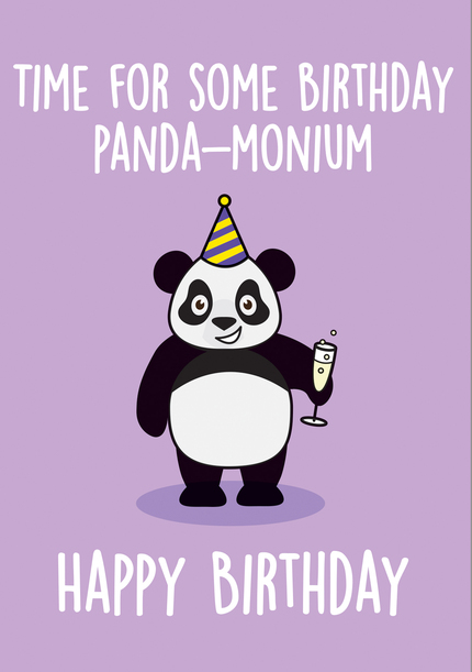 Panda-monium Birthday Card
