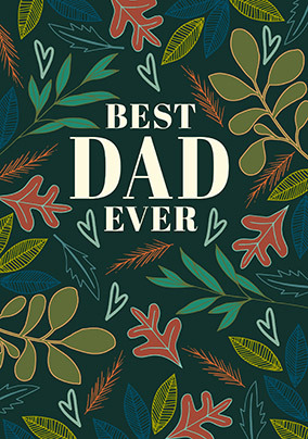 Best Dad Ever Leaf Pattern Father's Day Card