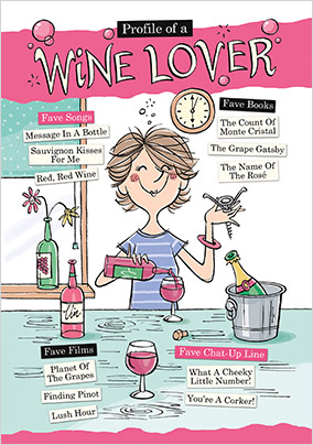 Profile of a Wine Lover Birthday Card