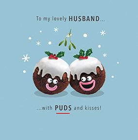 Lovely Husband Puds and Kisses Christmas Card