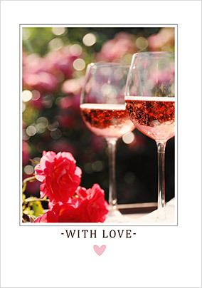 With Love Wine Glasses Card