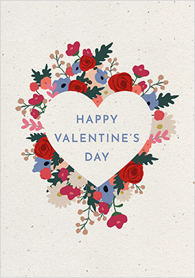 Happy Valentine's Day Heart Flowers Card